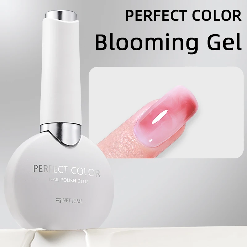 طلاء أظافر جل مزهر بلون مثالي 12 مل طباعة زهور شفافة للأظافر، رخام، تصميم ألوان مائية هدية تجميل سحرية نقع قبالة الأشعة فوق البنفسجية