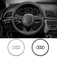 1x Car Steering Wheel Center Emblem Logo Sticker For AUDI A6L A4L Q5 Q7 A3 Q3 Trim Frame Badge Decor Ring Cover Auto Accessories