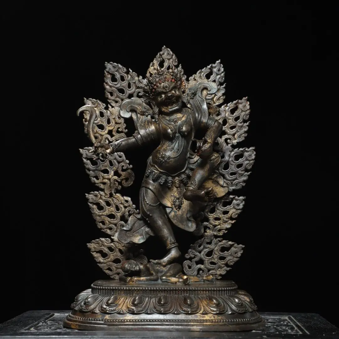Tibetan Thai Pure Copper Gilt Vajravarahi Dakini Statue Buddhist Protector Home Altar Decor