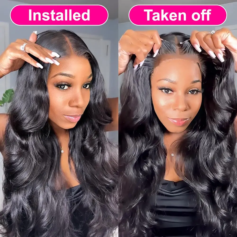 4x4 Body Wave Lace Closure Wigs Human Hair 220% Density Glueless Wigs Human Hair Lace Front Wigs Pre Plucked Pre Cut Wigs