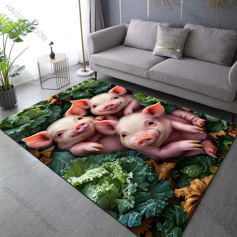 

The Three Little Pigs in the Garden Carpet for Living Room Bedroom Bathroom Mat Creative Doormat Sofa Table Home Decor Area Rug