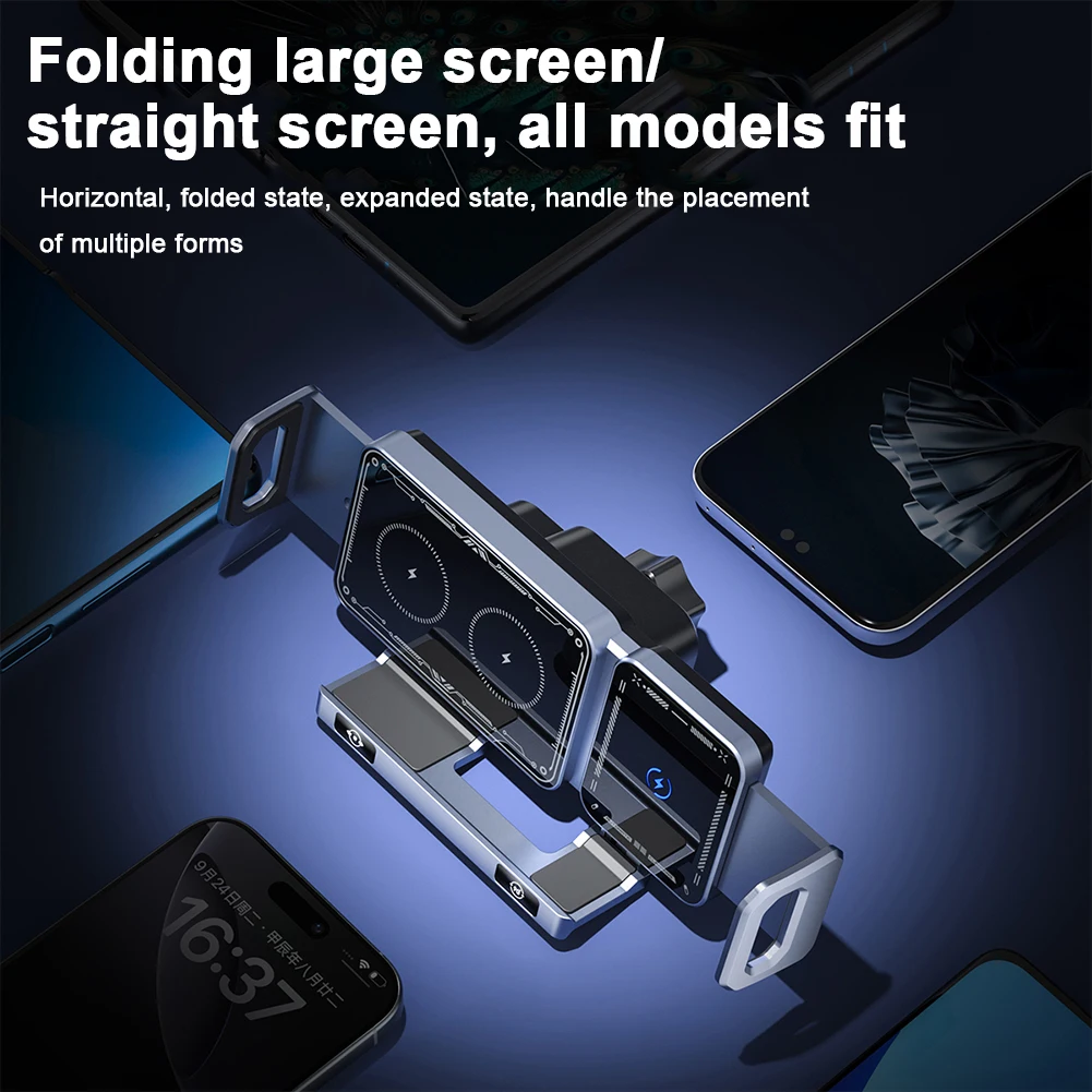 

New Dual Coil Foldable Phone Holder Car Wireless Charger 15W Fast Charging Car Vent Phone Mount Holder for Smartphone/Pad/Phone