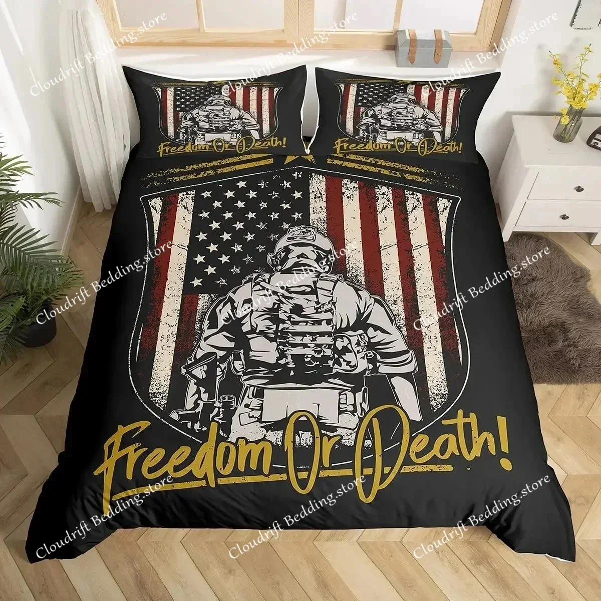 Soldier Duvet Cover Set Army Rifle Machine Gun 3PCS Bedding Set for Boys Under Mission Army Bedclothes Polyester Quilt Cover026 2