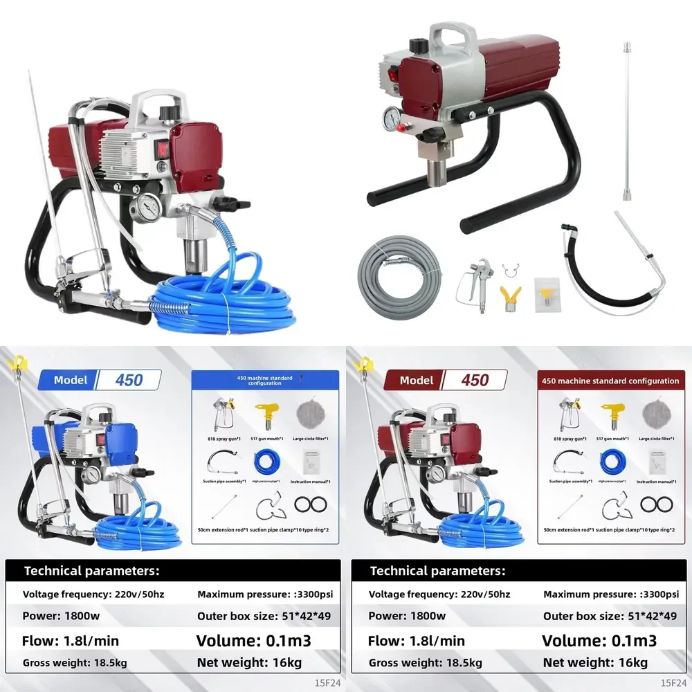 

Piston-type High-Pressure Airless Paint Sprayer 4500 Portable Handheld Coating Equipment for Renovation and Decoration
