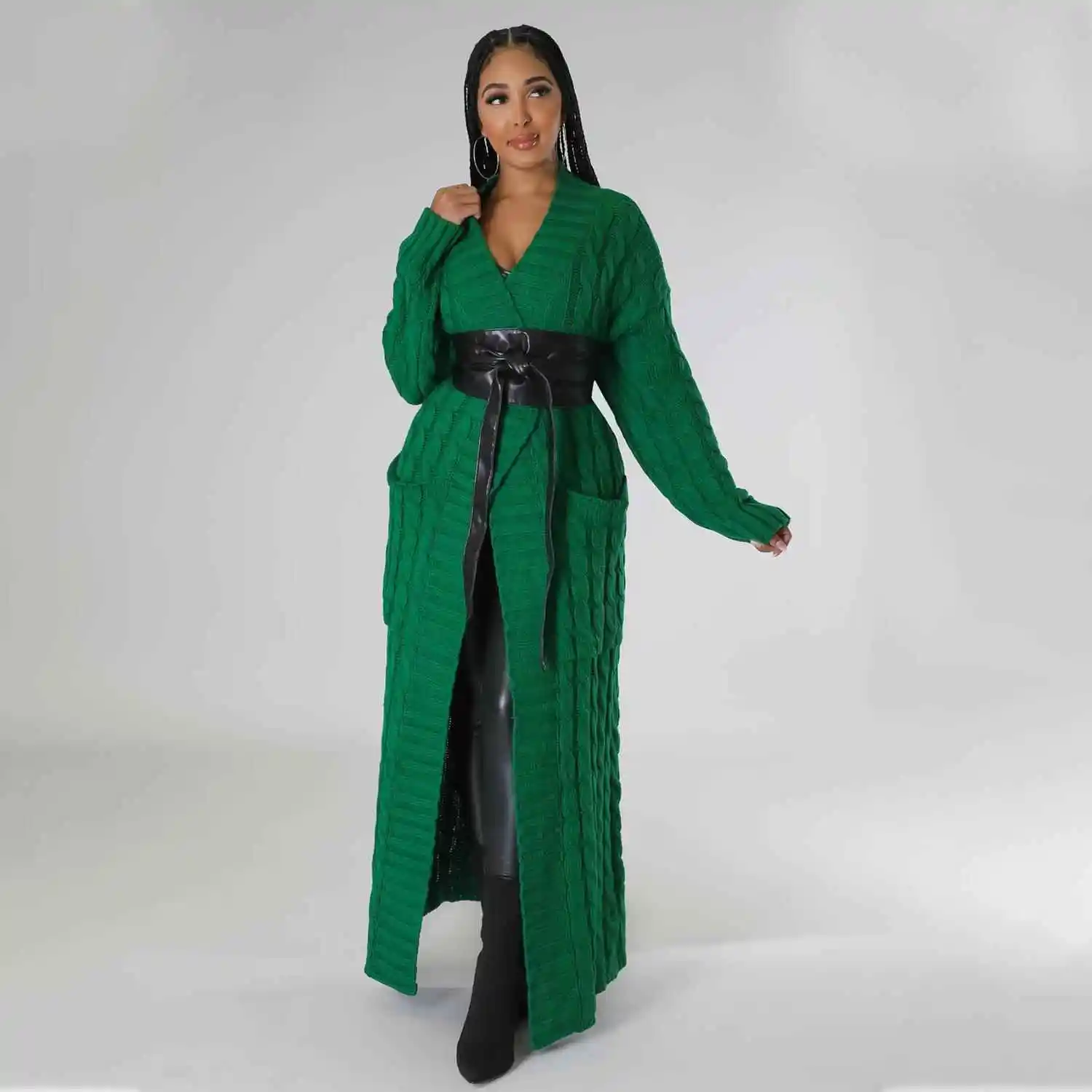 เสื้อสเวตเตอร์คาร์ดิแกนยาวสำหรับผู้หญิง แขนยาว ผ้าโพลีเอสเตอร์ สีสันสดใส แฟชั่นฤดูร้อน เสื้อถักสำหรับสุภาพสตรี