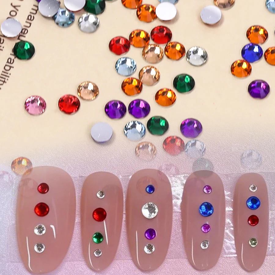 9 Grids 3D Multi-Color Nail Rhinestone Kit, Mixed Round Flatback Crystal Gems for Nail Art & DIY Craft