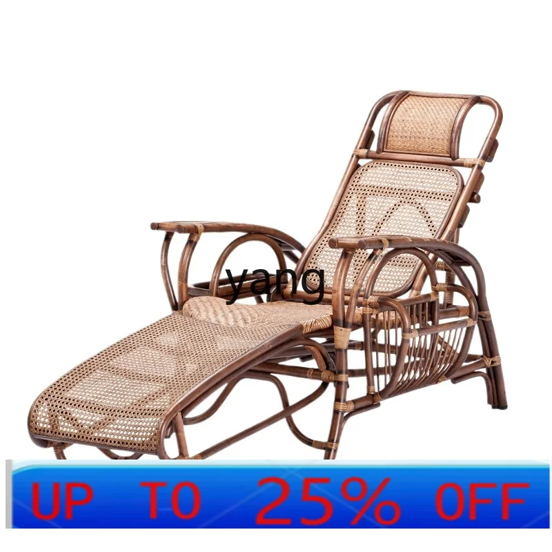 LH Folding Lunch Break Balcony Natural Rattan Chair Home Balcony Chair Elderly Back Chair