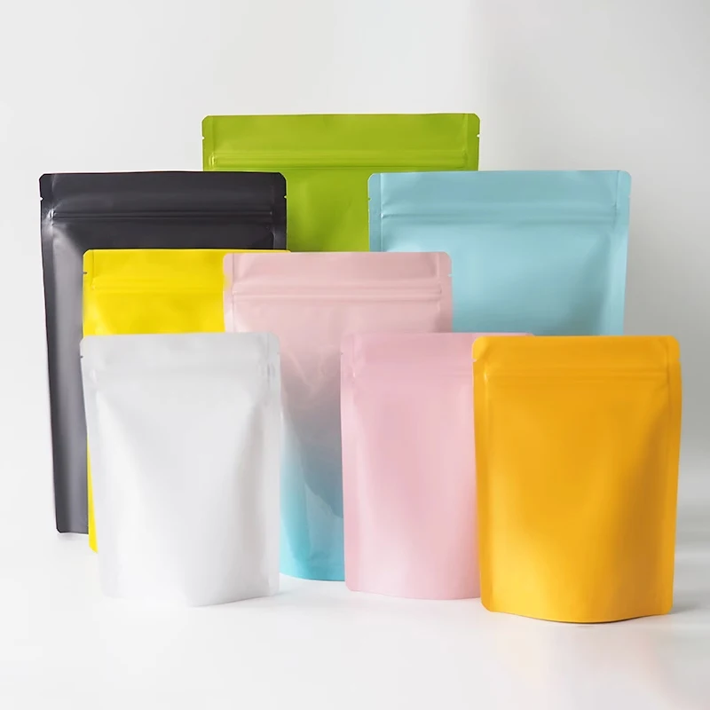 50 STUKS Stand-up Aluminium Ziplock Zakje DIY Matcha Thee Bruiloft Snack Suiker Koffie Kruiden Snoep Aangepaste Logo Cadeau Opbergzakjes