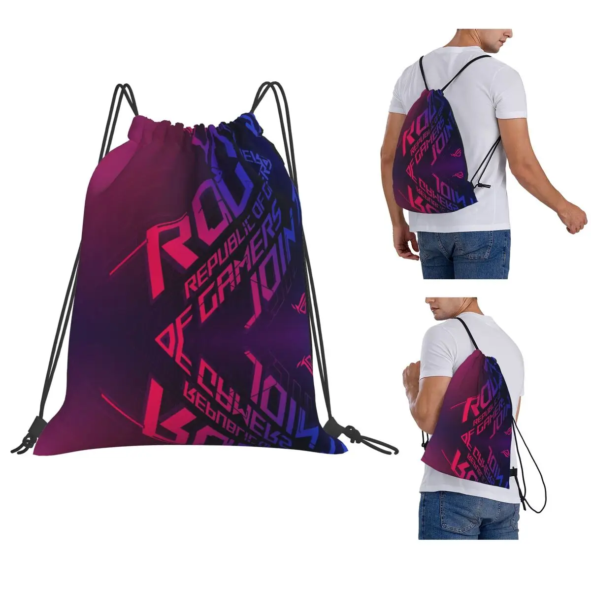 

Рюкзаки Join The Republic Of Gamers ROG Asus, многофункциональные портативные рюкзаки на шнурке, карманная сумка для мелочей, сумки для книг