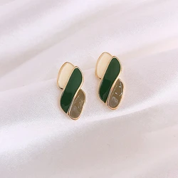 Korean Contrast Color Geometric Earring Cute Drip Oil Stud Earrings for Women Fashion Jewelry Party Accessories Girl Gifts