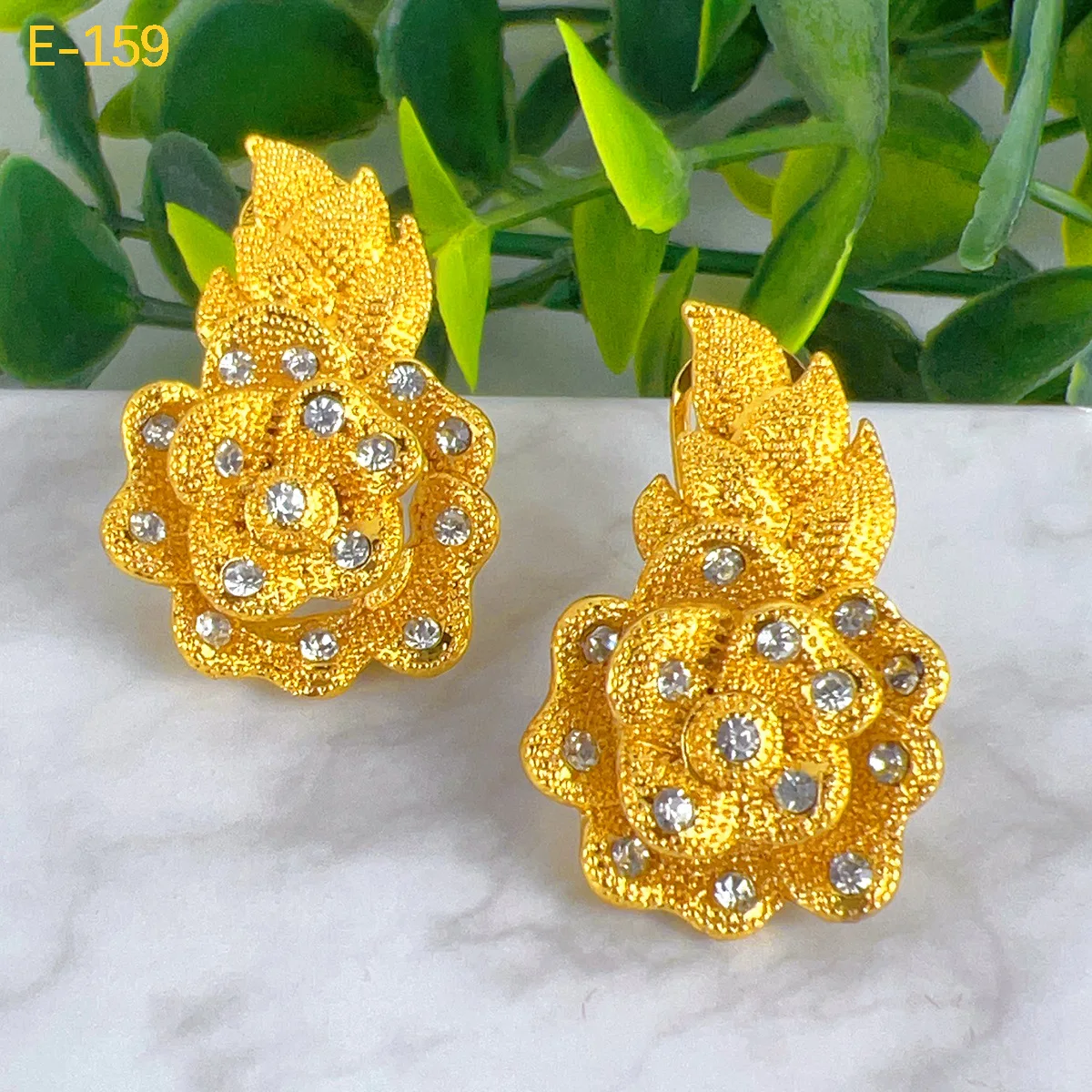 

ESALE Fashionable Dubai 24k gold-plated bride exaggerated earrings African Nigerian women's high-end earrings accessories