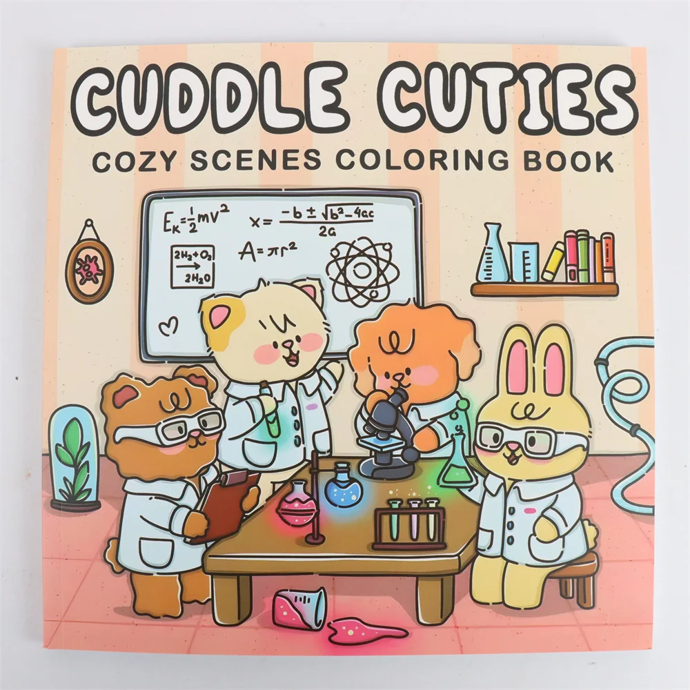 CUDDLE CUTIES Cute Comfy Coloring Book for Adults and Teens Featuring Adorable Creatures in Cozy Hygge Moments for Relaxation