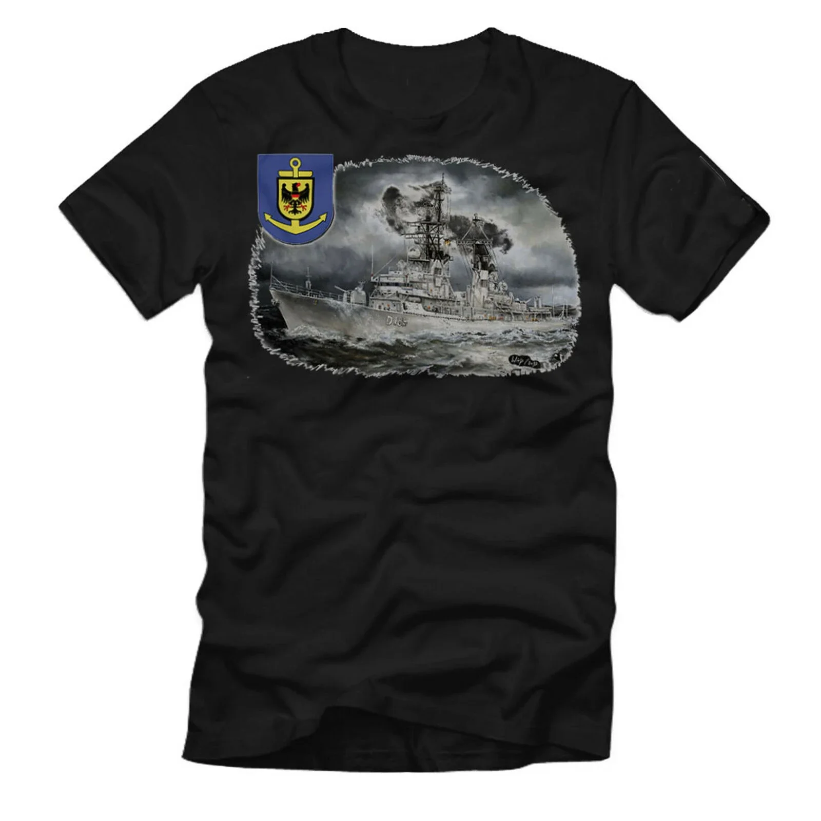 German Naval Ship D 185 Class 103 Destroyer T-Shirt 100% Cotton O-Neck Short Sleeve Summer Casual Mens T-shirt Streetwear
