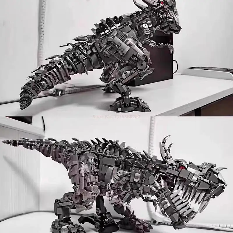 Jurassic Dinosaur World Large Mechanical Tyrannosaurus Rex Building Blocks T-rex Model With Lights Bricks For Children Gift Toys