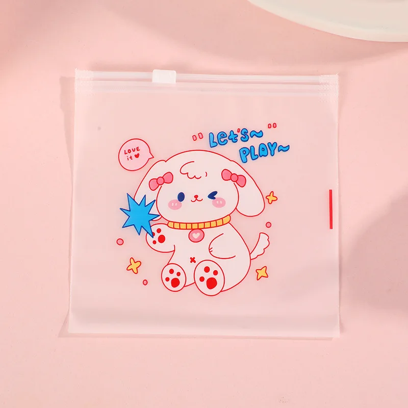 20/50/100Pcs Cute Pattern Self Sealing Packaging Bag Portable Cosmetics Small Items Storage Cartoon Pattern Zipper Storage Bag