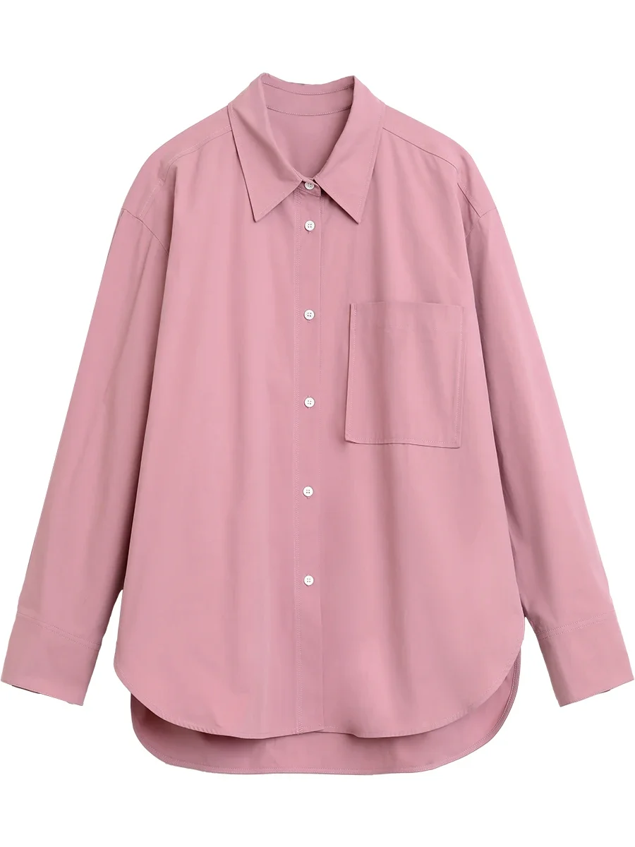 CHIC VEN 여성 셔츠 솔리드 긴 소매 느슨한 싱글 브레스트 여성 블라우스 여성 코튼 봄 여름 2025 의류