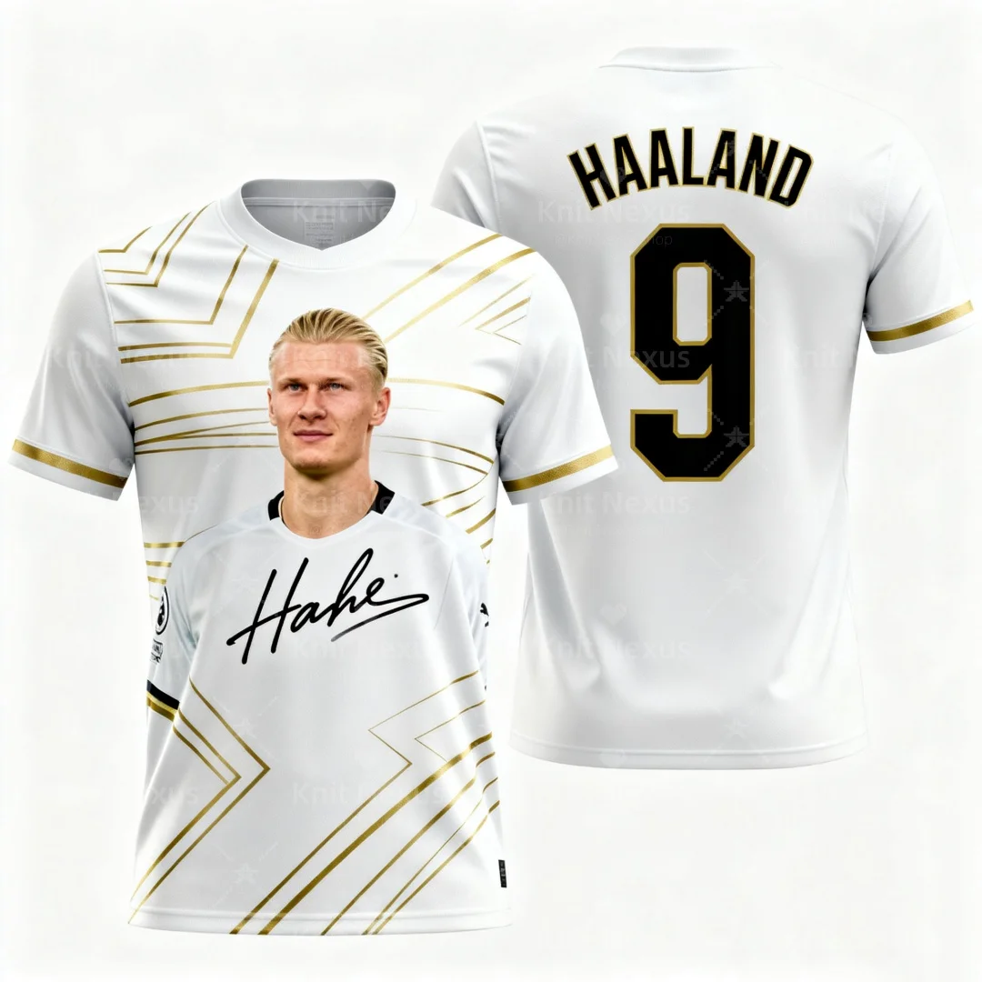 

Haaland's No. 9 football jersey England jersey Autumn Sports Dry Quickly Men's T-Shirt Children's Clothing Tee Y2k Woman