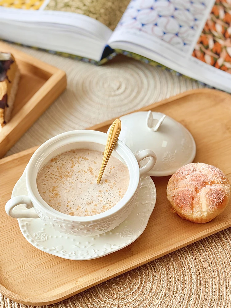 

1Pc Butterfly Ceramic Double Ear Lid Bowl with Spoon, Suitable for Salads, Fruits, Milk Tea, Pasta, Breakfast, Rice