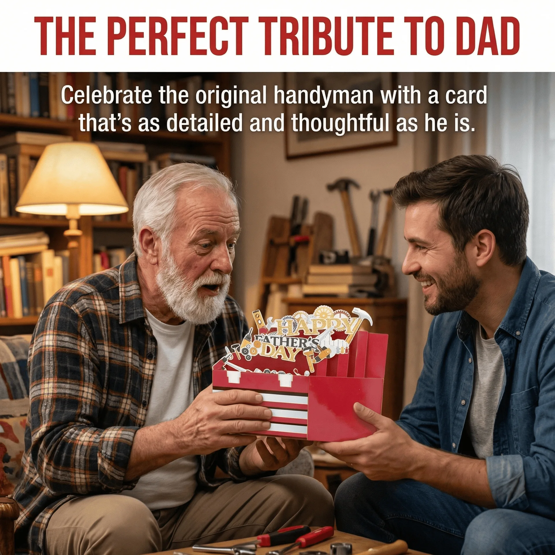 

2Pcs Father's Day Tool-Themed Pop-Up Card, 3D Toolbox Greeting Card, Party Decorations, and Ornaments