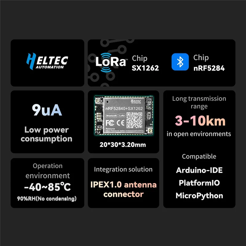 A34M-H ELTEC AUTOMATION HT-N5262M Meshtastic Tracker Mesh Node Lorawan NRF52840 SX1262 Lora BLE لـ Arduino Low Power IOT،