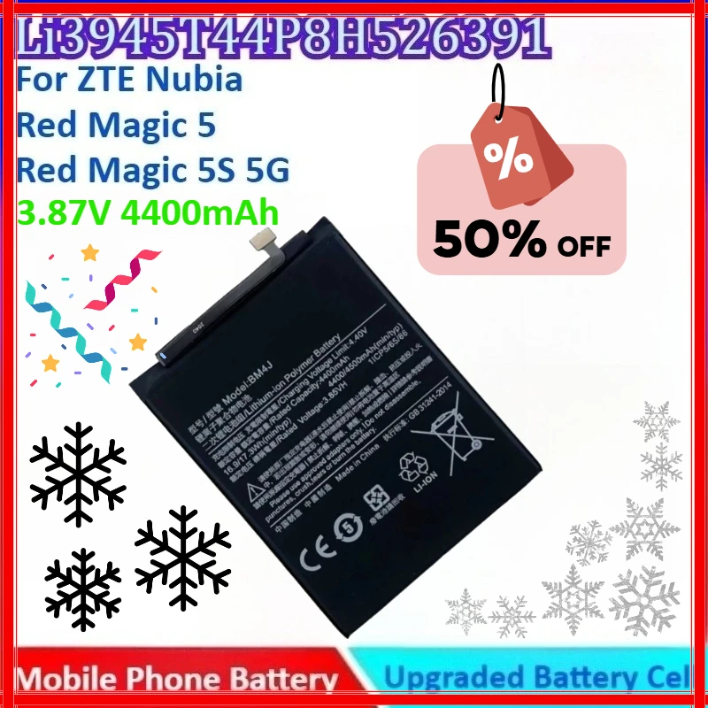 New 4400mAh 3.87V Li3945T44P8H526391 General-purpose Mobile Phone Battery for ZTE Nubia Red Magic 5 / Red Magic 5S 5G Cellphone