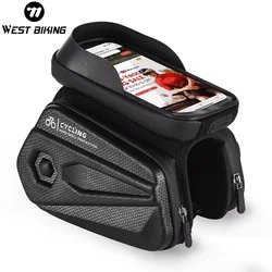 WEST BIKING Bicycle Top Tube Phone Bag Touch Screen Waterproof 6.5 Inch Bike Phone Bag MTB Road Bike Cycling Front Frame Bag