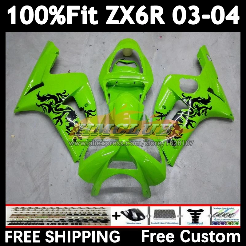 Injection Body For KAWASAKI NINJA ZX600 light green ZX636 ZX-6R 2003 2004 155No.7 ZX 636 6R ZX-636 ZX-600 ZX6R 03 04 Fairings