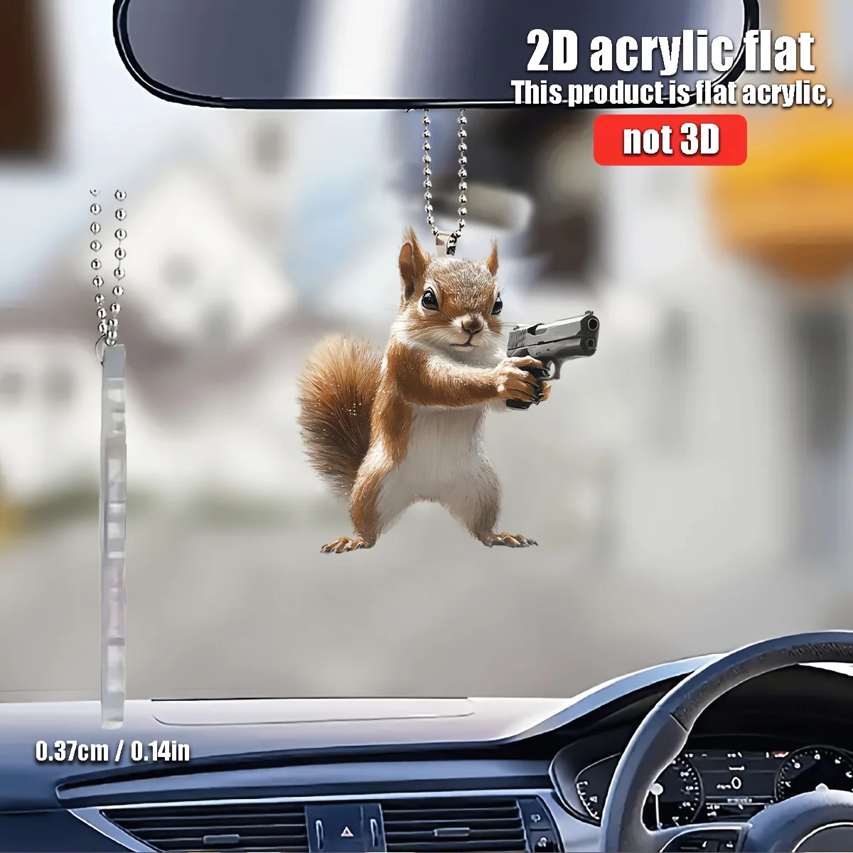 سنجاب مضحك ثنائي الأبعاد مع قلادة تستخدم لتزيين السيارة المعلقة ديكور ممتع ديكور المنزل ملحقات حقيبة الظهر سلاسل المفاتيح #3