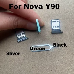 For Huawei Nova Y90 SIM Card Tray Sim Card Holder Slot adapter and Micro SD Card Tray Holder With Free Eject Pin Key