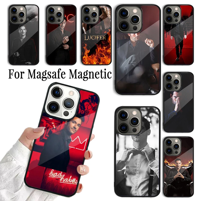 Phone Case For iPhone 16 15 14 13 12 Mini 11 Pro Max Plus Magsafe Magnetic Wireless Charging Cover Lucifer Morningstar TV series