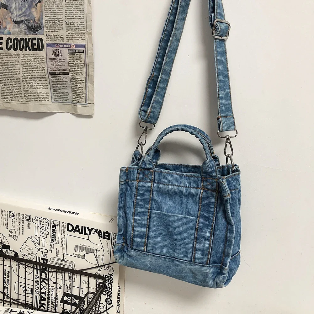 Bolsa de ombro denim para mulheres, bolsa de grande capacidade, sacola casual, bolsa superior vintage, bolsa, garota legal