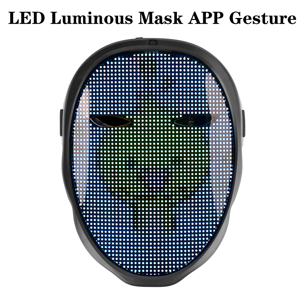 LED Electronic Bluetooth DIY Prop For Party Bar Festival Performance Futuristic Mask Light Up Visor Gesture APP Luminous Mask