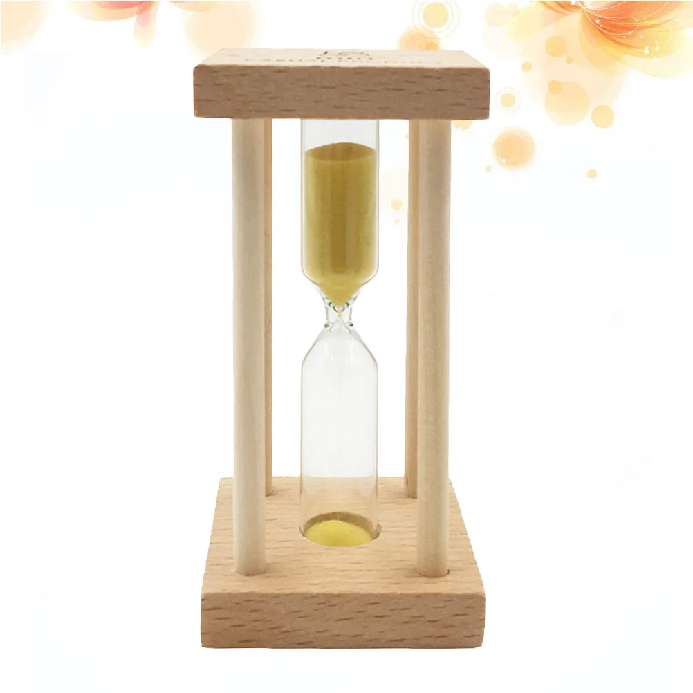 

5 Minutes Wooden Frame Sandglass Yellow Sand Timer for Kids Home Office Decorative Timekeeping Rough Estimate Hourglass