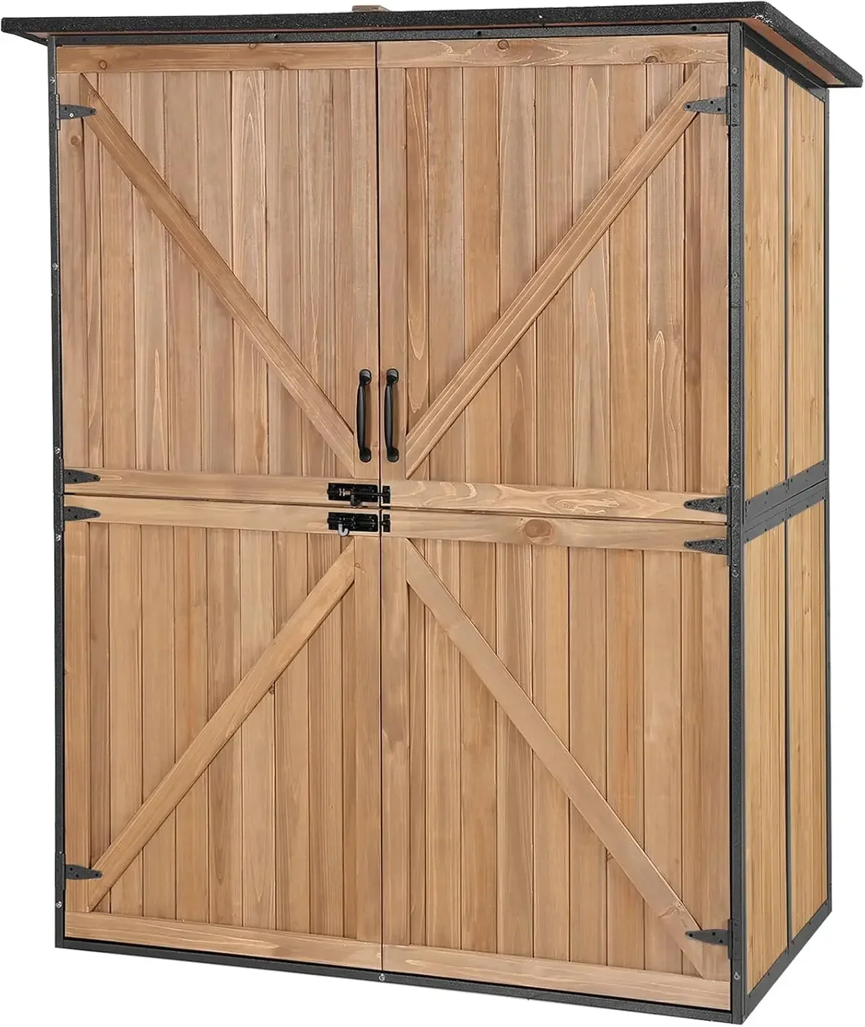 Outdoor Storage Shed Upgraded with Strong Metal Frame Garden Tool Shed Storage House Cabinet with Adjustable Shelfs