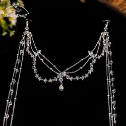 Super Fairy Hair Adornment Set Light Luxury Forehead Chain Princess Long Fringe Crystal All-in-one Headdress Tiara