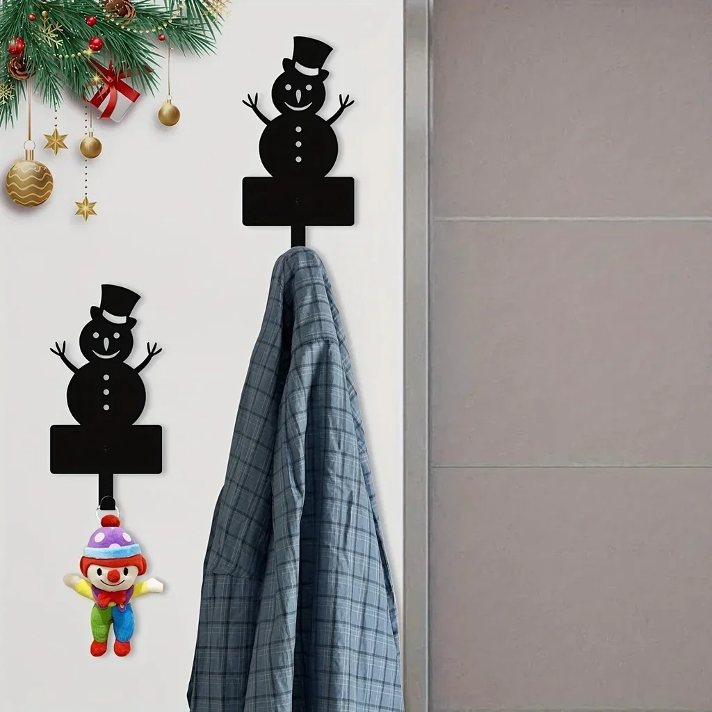 Adorable Christmas Snowman Metal Key Holder Hook: Wall-Mounted for Keys, Scarves, and Bathroom Towels. Addition to Decor.