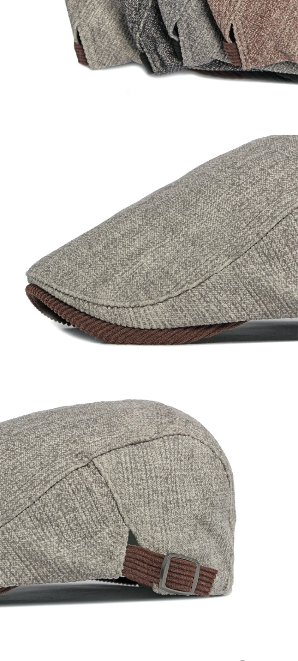 HT4090 Baskenmützen für Männer und Frauen, Vintage-Künstler-Malermütze, Unisex, verstellbare Ivy-Flachmütze, warme Herbst-Winter-Baskenmütze – Detail 10