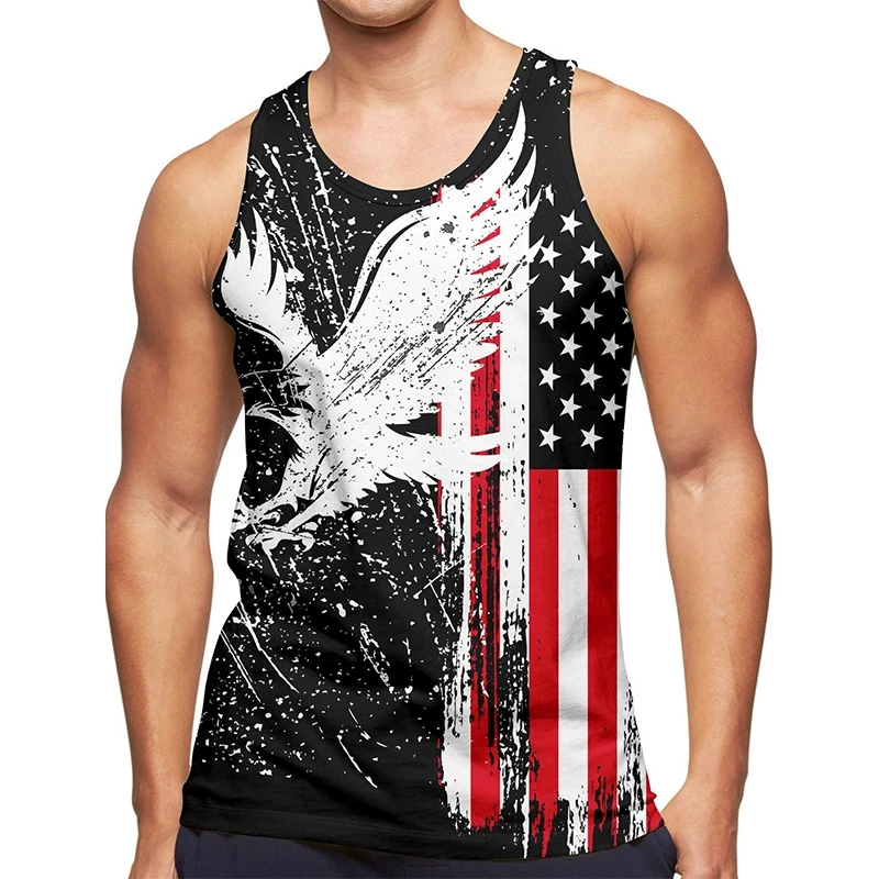 Summer Hot Sales USA Eagle National Flag Tank Tops 3D Print Men/Women Sleeveless Tops Fashion Oversized Men\'s Vests Gym Clothing