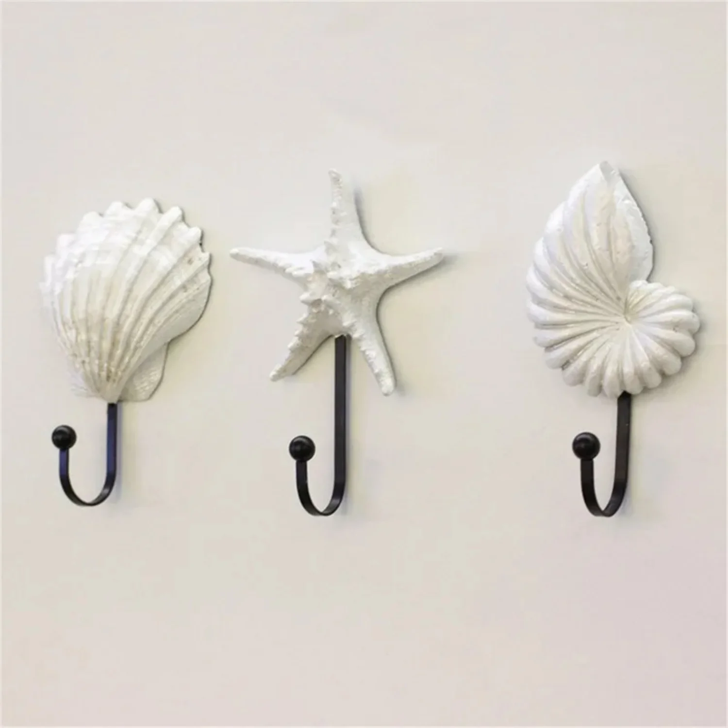 

Mediterranean Style Sea Star Decor Hat Robe Hook Wall Mounted Vintage Coat Hanger Clothes Rack Shell Resin Hooks 40