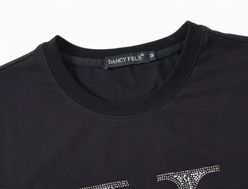 Plus Size Womens T Shirts Letter Rhinestones Fashion Streetwear O Neck Slim Ladies Tshirt Short Sleeve Casual Calaveras Camiseta