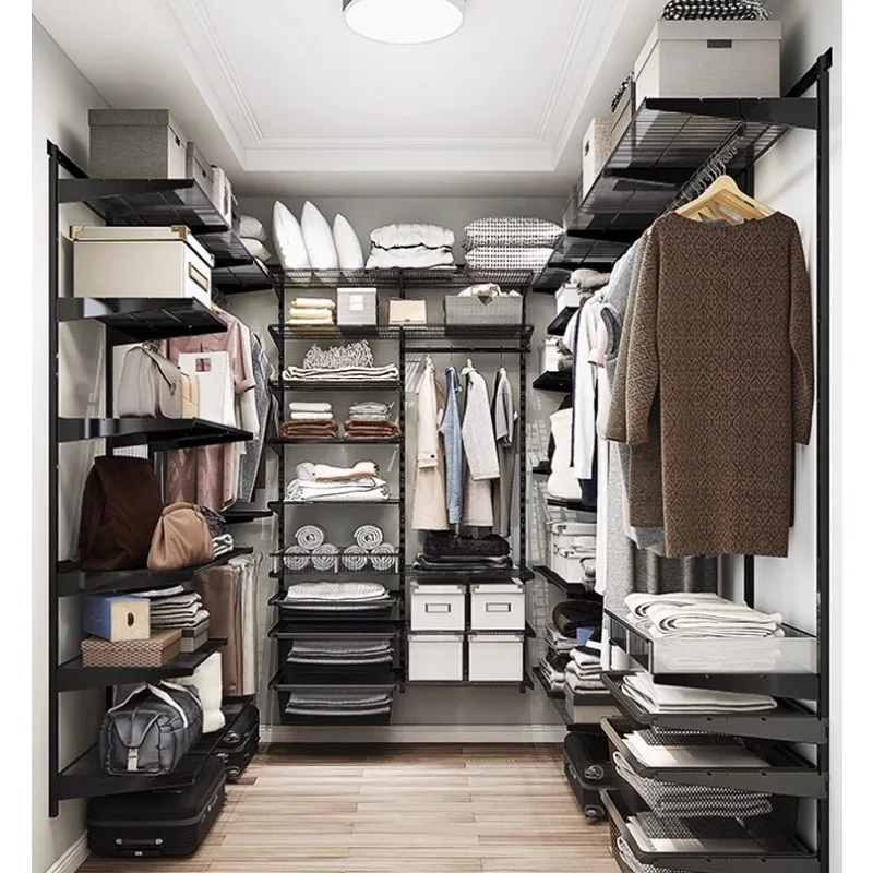 

Walk-in Custom Wall Cloakroom Frame Open Metal Wardrobe Bedroom Assembly Storage Shelf Furniture