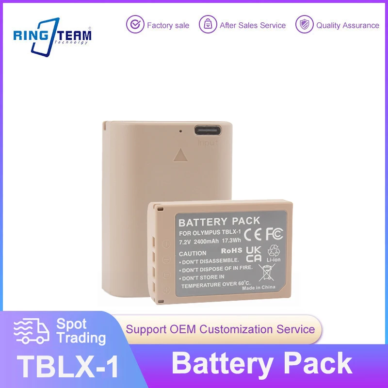 

For Olympus TBLX-1 Type Lithium-Ion Battery With USB-C Charging Port for OLYMPUS OM-1 2400mAh DSLR Camera Battery