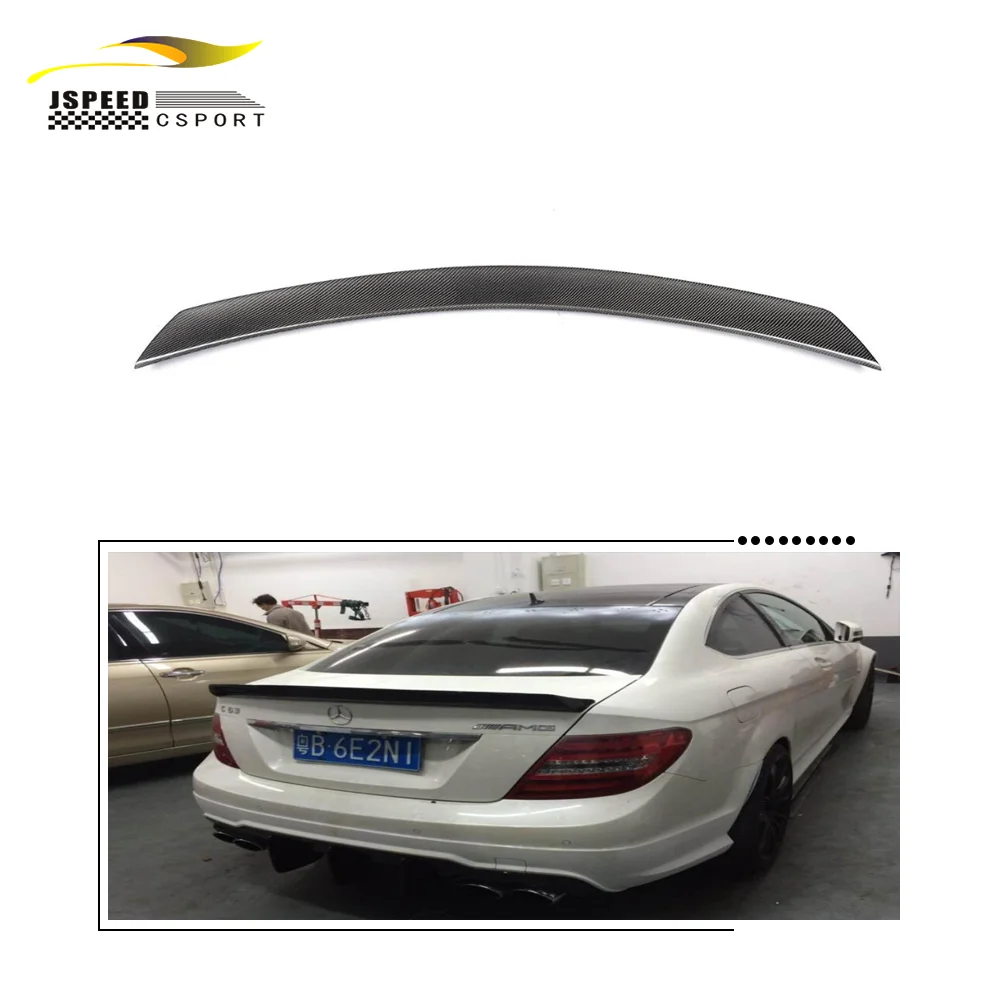 JCSPORTLINE Carbon Fiber w204 Rear Trunk Spoiler Wing for Mercedes Benz C Class W204 2D C63 AMG 2008-2014