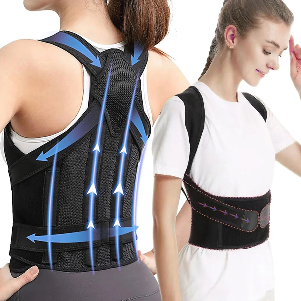 

Корректор осанки с ортопедическими ремнями для мужчин и женщин, регулируемый корсет для позвоночника, удобная и эффективная поддержка осанки.