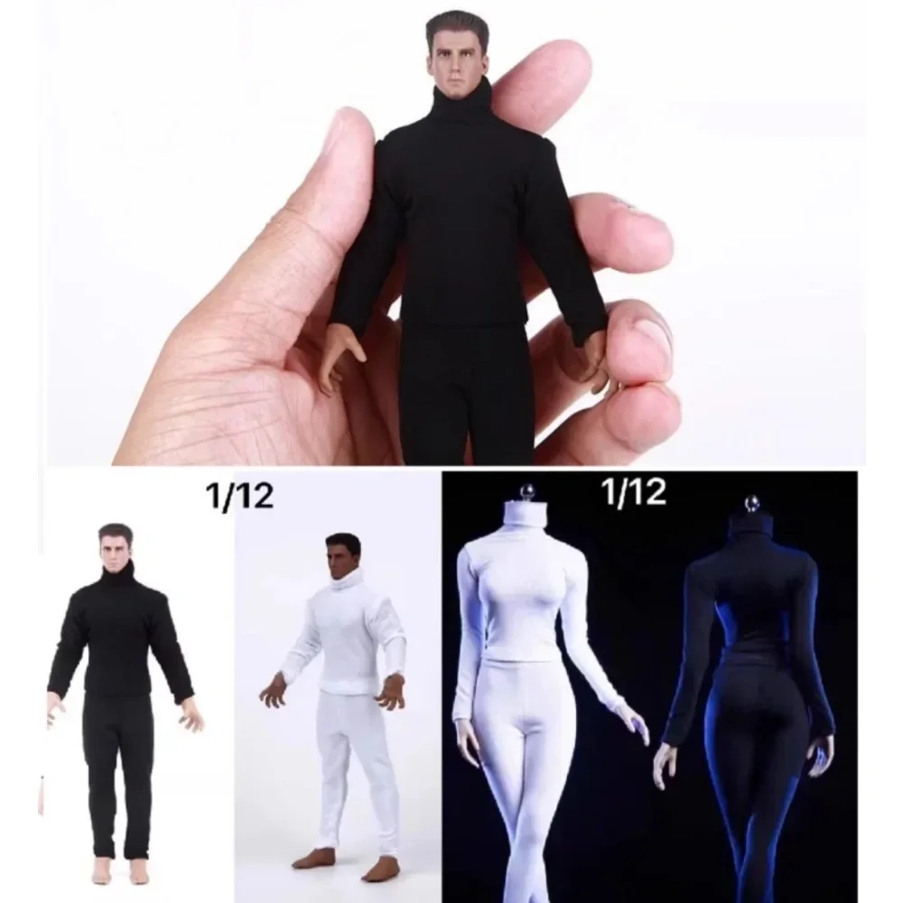 1/12 Scale Male Female Soldier Stealth Tight Pants Bodice Set Clothes Model for 6'' Action Figures Movable Toys Display