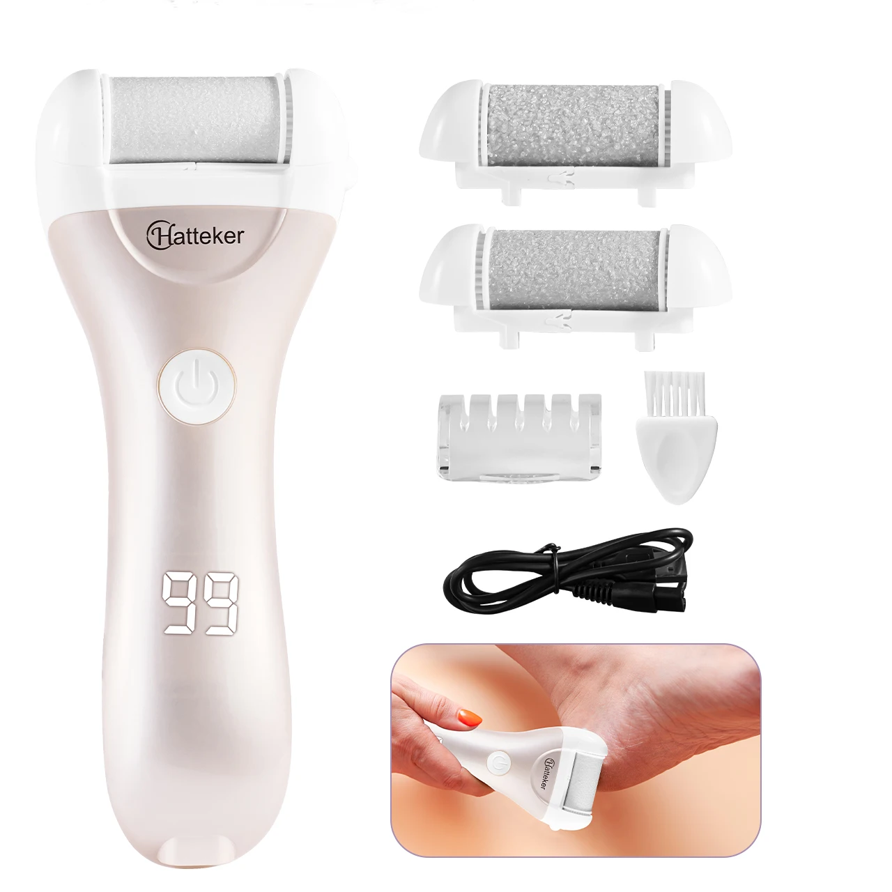 Hatteker Electric Foot File for Heels Grinding Pedicure Tools Professional Foot Care Tool Dead Hard Skin Callus Remover