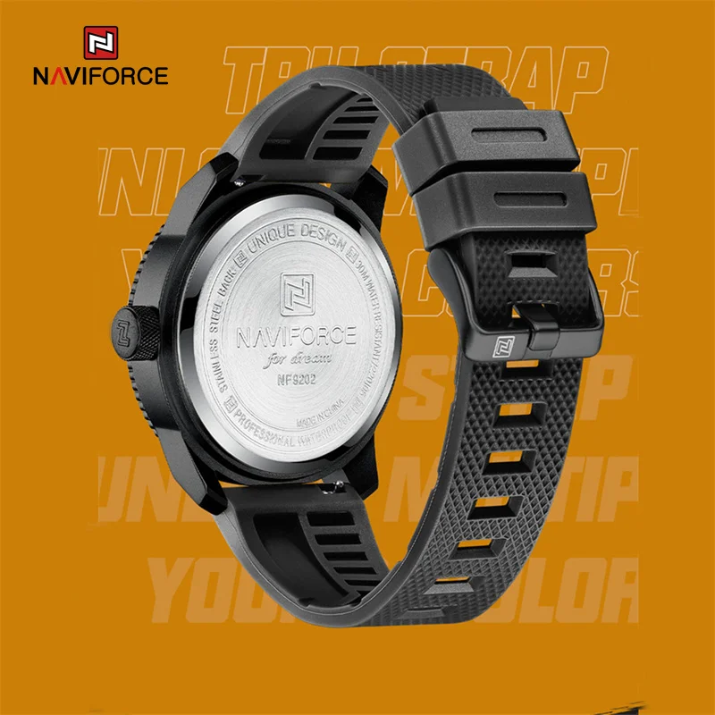 2022 New Arrival NAVIFORCE Luxury Silicone Strap Mens Watches Waterproof Sport Quartz Military Watch Men Clock Relogio Masculino