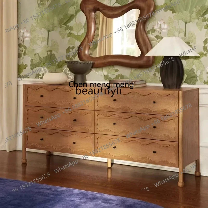 New arrive French Retro Solid Wood Chest of Drawers Bedroom Designer Homestay Model Room Storage Cabinet Vintage Style Sideboard