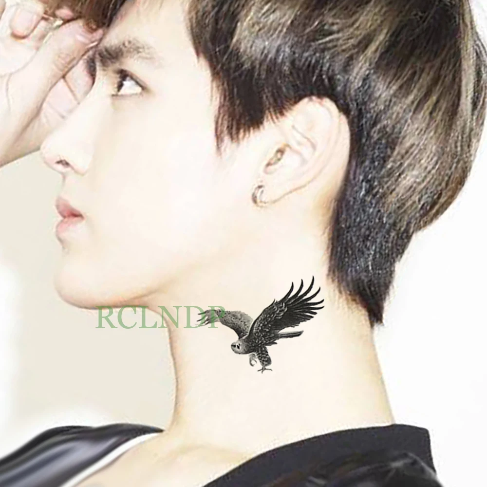 Waterproof Temporary Tattoo Sticker eagle hawk bird Fake Tatto Flash Tatoo leg Arm hand foot tatouage for Men Girl Women lady image 3