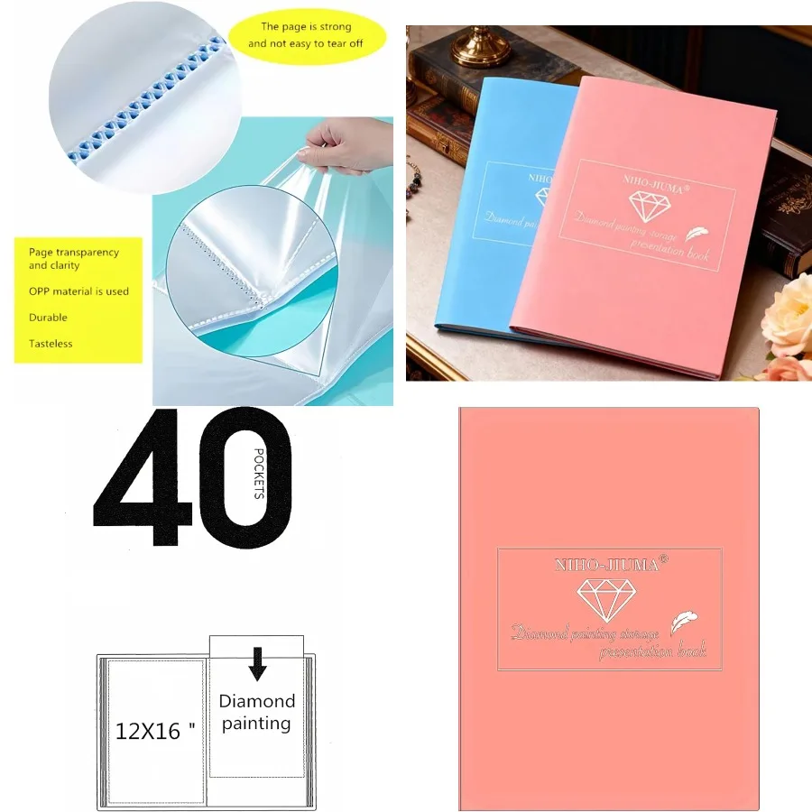 

Diamond Art Portfolio Storage Book for 12x16in/30x40cm Diamond Paintings - 40 Page Protective Case with Easy Access Design Idea